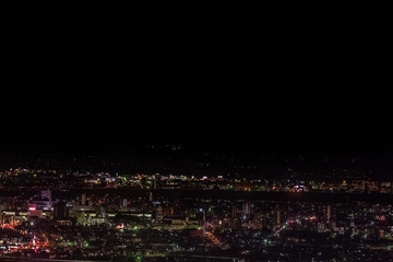 Salute over the city the megalopolis. Festive salute in the nigh