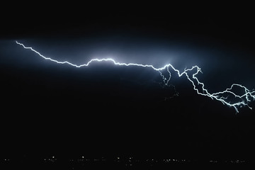 Lightning in the sky. Electric discharges in the sky