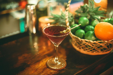 Cocktail dark red top view