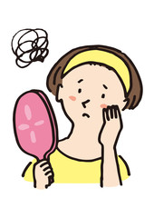 手鏡を持つ女性