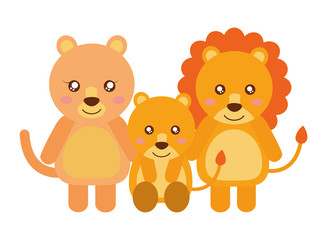 cute family lions animals cartoon