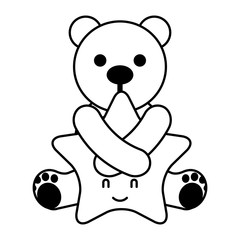 cute bear hugging cartoon star
