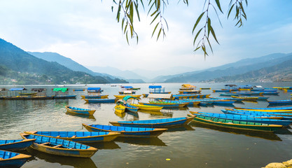  Boats at Feva (Pheva) lake in Pokhara,Nepal