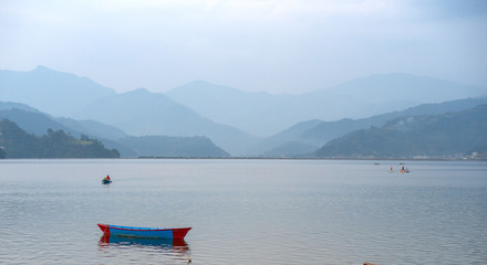  Boats at Feva (Pheva) lake in Pokhara,Nepal