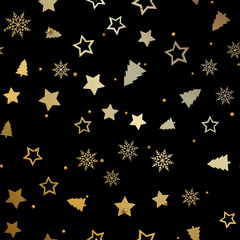 Seamless pattern with Christmas ornaments. Vector