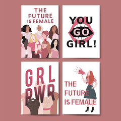 Collection of feminist message poster vectors