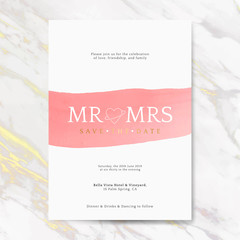 Pink wedding invitation card vector