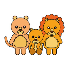 cute family lions animals cartoon