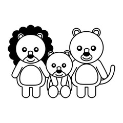 cute family lions animals cartoon