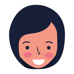 smiling woman face cartoon white background