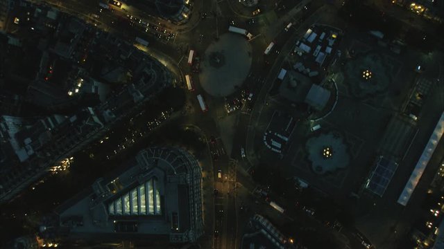 Aerial night view of London UK