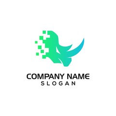 Modern Rhino with scattered square for Technology logos with vector files.