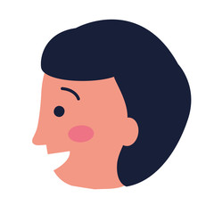 smiling woman face cartoon white background