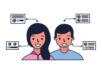 Fototapeta premium man and woman biometric process technology