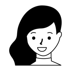 smiling woman face cartoon white background