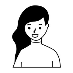 portrait woman character on white background