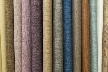 A variety of samples of curtain fabrics