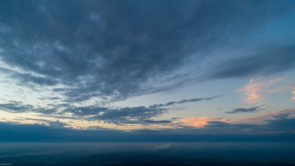 Panorama of clouds at sunset