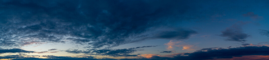 Panorama of clouds at sunset