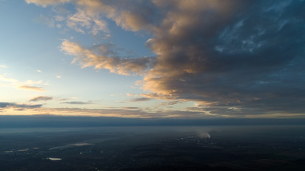 Panorama of clouds at sunset