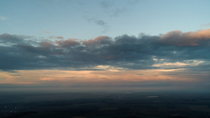 Panorama of clouds at sunset
