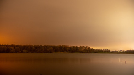 Fototapeta premium Night Lake Basov Kut, Rivne, Ukraine