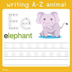 Illustrator of writing a-z animal e