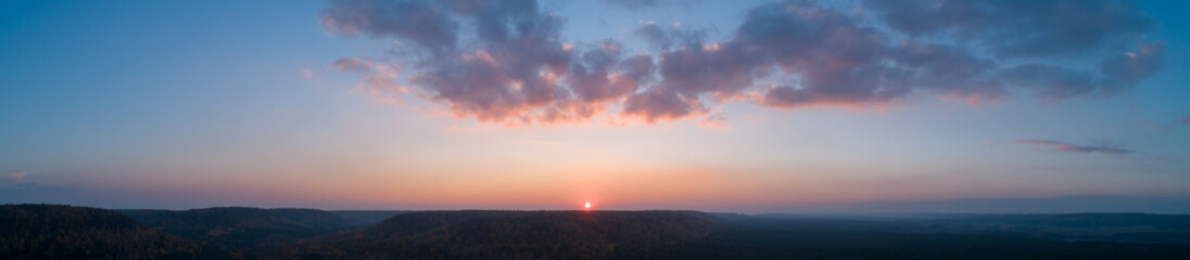 Panoramic photo of clouds at sunset