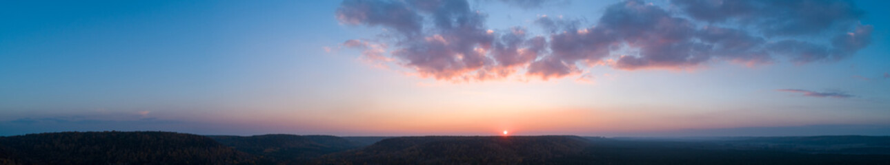 Panoramic photo of clouds at sunset