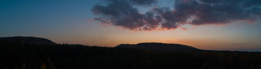 Panoramic photo of clouds at sunset