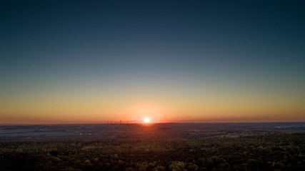 Sunset on the background of the industrial plant, Rivne, Ukraine