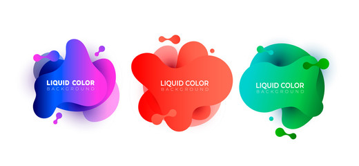 Set of graphic liquid color elements 