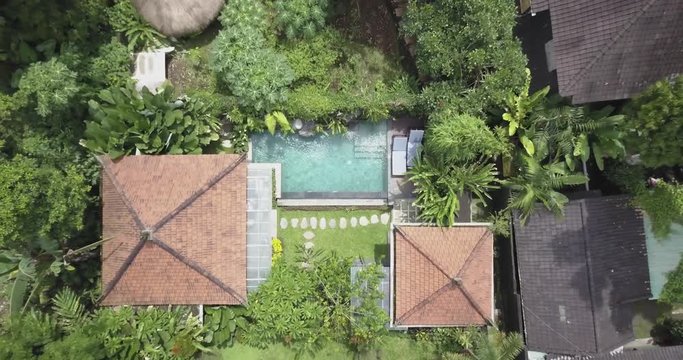 Drone shot of Bali villa.