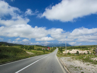 Fototapeta premium Serbia bright landscape with the highway and mountains