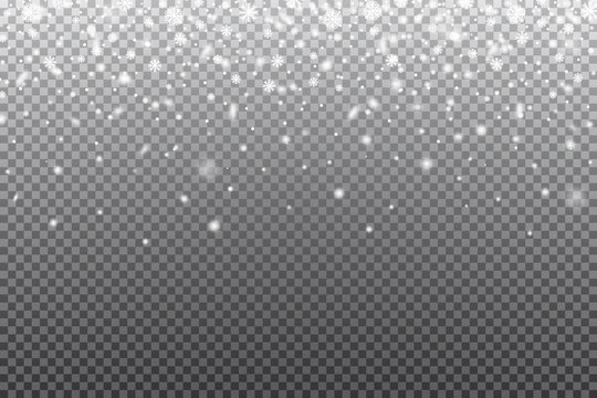 Snow and wind on a transparent background. White gradient decorative element.vector illustration. 