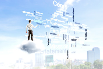 Keywords for effective business concept. Mixed media