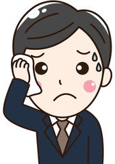 男性会社員サラリーマン-悩み焦り、困った