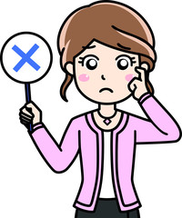 女性会社員OL-質問回答、バツ、不正解