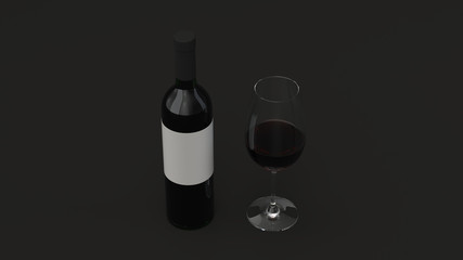 Bottle of red wine and a glass
