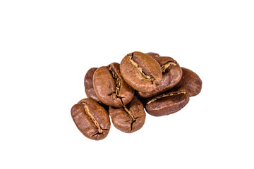 Obraz premium Pile of the coffee beans isolated on a white background