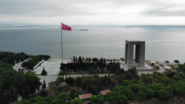 The &Ccedil;anakkale Martyrs' Memorial is a war memorial commemorating the service of about 253,000 Turkish soldiers who participated at the Battle of Gallipoli.