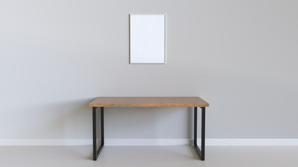 Blank white poster in frame on the wall