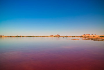 Panoramic view to Katam aka Baramar lake group of Ounianga kebir lakes at the Ennedi, Chad