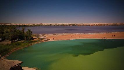 Panoramic view to Katam aka Baramar lake group of Ounianga kebir lakes at the Ennedi, Chad