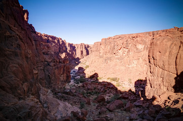 Panorama inside canyon aka Guelta d'Archei in East Ennedi, Chad