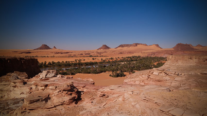 Panoramic view to Teguedei lake at the Ennedi, Chad