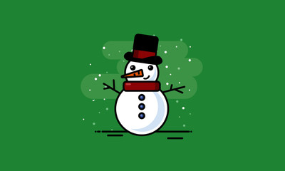 Snowman Vector Illustration in Flat Style Design