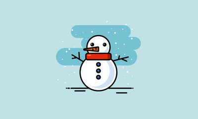 Snowman Vector Illustration in Flat Style Design