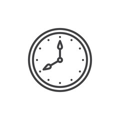Office Clock outline icon. linear style sign for mobile concept and web design. Wall clock simple line vector icon. Symbol, logo illustration. Pixel perfect vector graphics