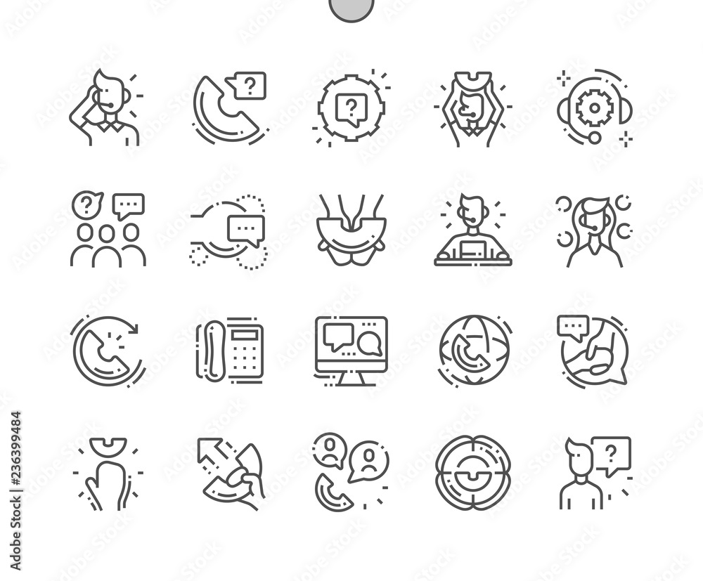 Poster support service well-crafted pixel perfect vector thin line icons 30 2x grid for web graphics and ap